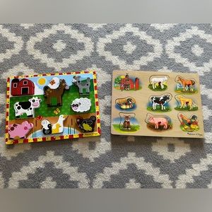 Melissa & Doug wooden animal puzzles.